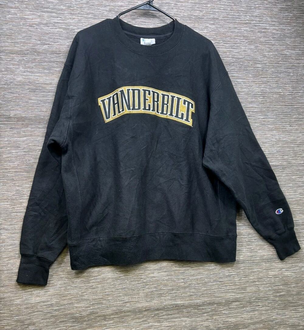 Vintage 90s Champion Vanderbilt University Commodores Sweatshirt Black Mens XL